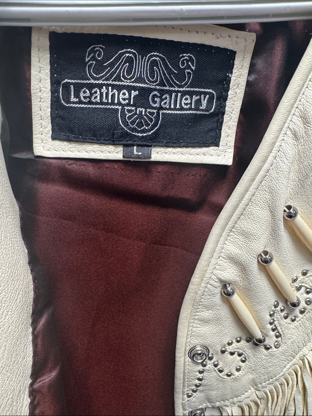 Leather Gallery Women's Cream Fringe Leather Jacket - Picture 3 of 6